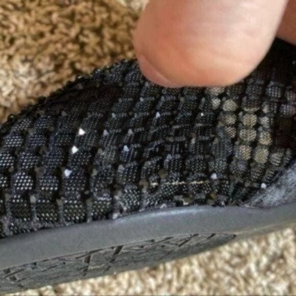 Badgley Mischka Jewel Studded Rhinestone Black Mule Flat Shoes Size 9 - Picture 6 of 8